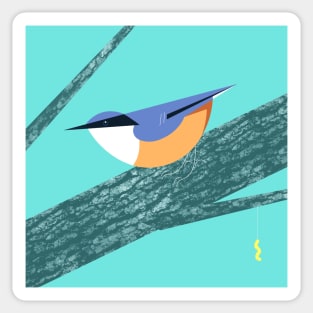 Minimal nuthatch birdy blue Sticker